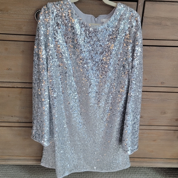 H&M Dresses & Skirts - NWT H&M Long Sleeve Silver Sequin Dress, Large